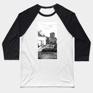 The "Hie Gait" and "St Serf's" Tower in Dysart, Fife on the East Coast of Scotland [ Digital Architecture Illustration] Baseball T-Shirt